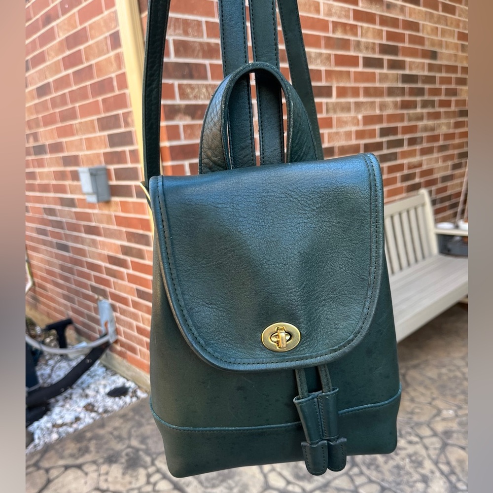 COACH 9960 vintage Elegant Green Leather Daypack